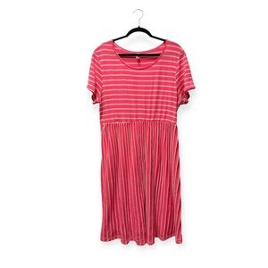 Good Day Pink Striped Midi Dress